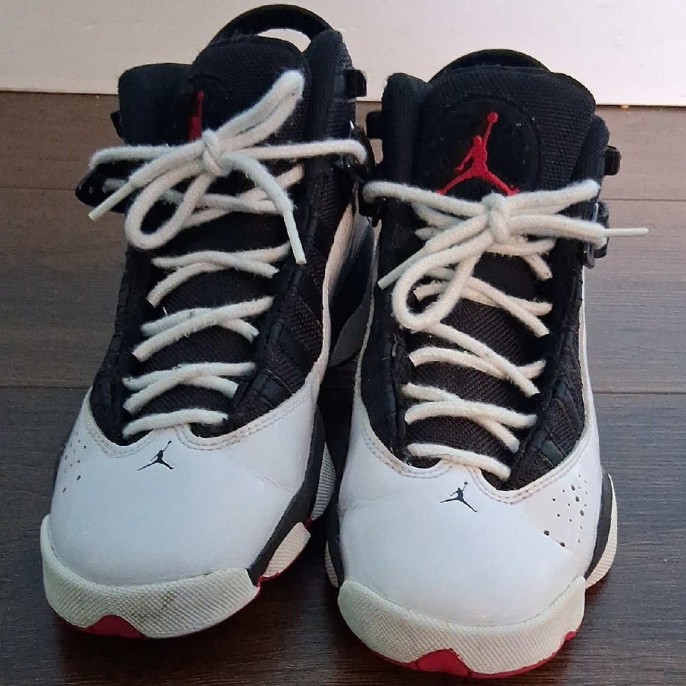 Jordan Black White Red Kids Basketball Sneakers